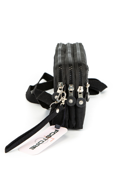 FCSTORE Unisex Black Wallet Waterproof Klinkır 3 Compartment Front Zipper Kılinkır Wallet