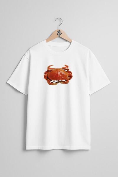 Bahriyeli Collection oversized Μπλουζάκι Unisex με σχέδιο καβούρι και θαλασσινά
