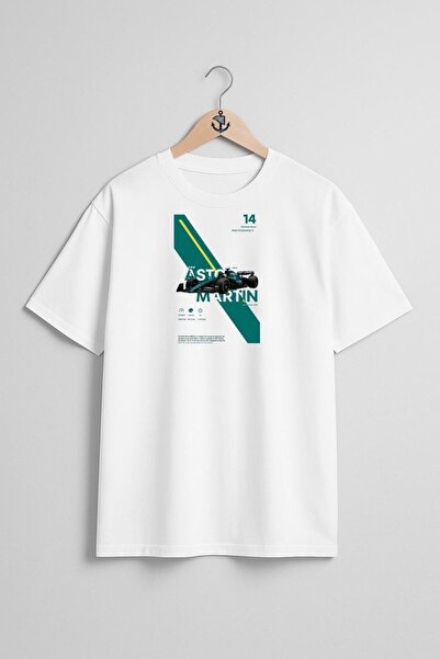 Bahriyeli Collection تي شيرت أستون مارتن فيرناندو ألوزون كبير الحجم للجنسين بتصميم صدر
