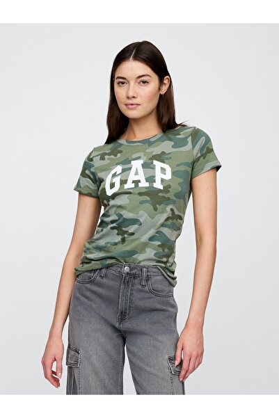 GAP Kadın Kamuflaj Logo T-Shirt