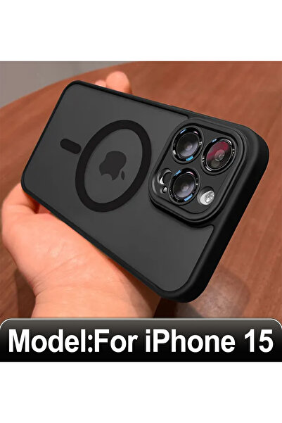 Choice جراب شحن لاسلكي مغناطيسي مقاوم للصدمات صلب لهاتف iPhone 15 أسود غير لامع