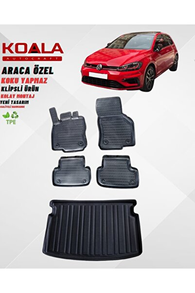 KoalaOtoTekstil Volkswagen Golf 7  2012-2020 Havuzlu Paspas ve Bagaj Havuzu(Ü...