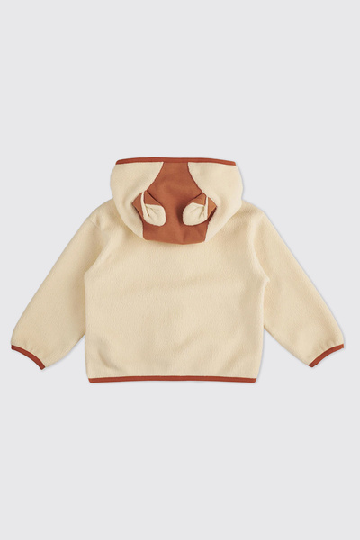 Panço Kız Bebek Tilki Kulaklı Peluş Bej Sweatshirt