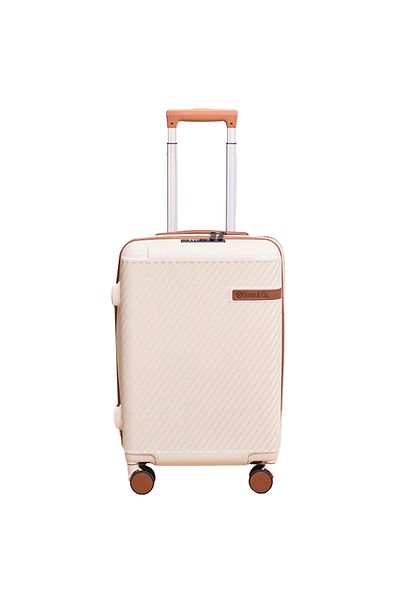 Quasar & Co. Troler cabina 56x38x23cm, bagaj de mana,troller cu cifru,geamantan cu 4 roti duble,valiza ABS, bej