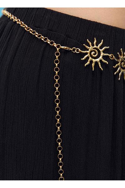 Mynoa Gold/Sun Figured, Chain Waist Belt, Women's Belt, Pantalon Belt
