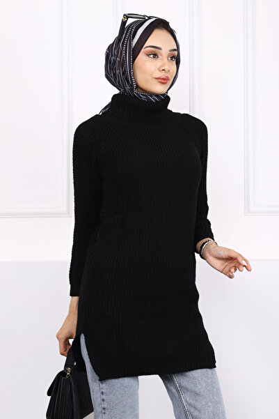 İmajButik Μαύρο Πλεκτό γιακά με ζιβάγκο