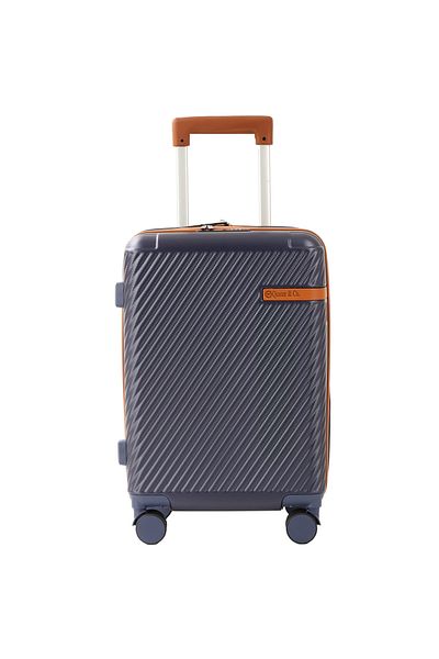 Quasar & Co. Medium expandable trolley 64x41x26.5-31cm, checked luggage, suitcase with lock, 4-wheeled suitcase, ABS, blue