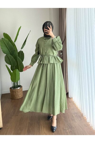 Miraydın Butik Γυναικείο Σετ Πουκάμισο με Φούστα M2512 - Πράσινο