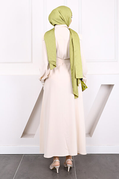 İmajButik Stone Front Button Pocket Dress