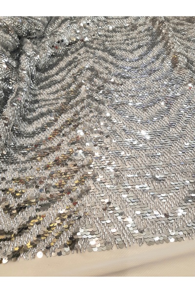 Safir Kumaş Abiyelik Yumuşacık Ve Likralı Yoğun Pul Payet İşlemeli 2.5 Metre