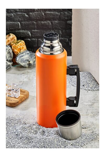 Elista 1.0 Liter Stainless Steel Thermos with Handle-Orange