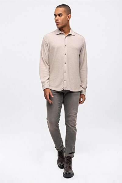 Back And Bond Bej Regular Fit Gömlek