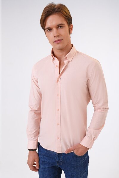 Back And Bond Pembe Slim Fit %100 Pamuk Gömlek