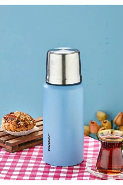 Elista 1 Liter Double Layer Steel Thermos - 24 Hours Hot, 48 Hours Cold, (Camping, Picnic, Office, Travel) Turquoise