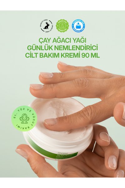 zinderm كريم زيت شجرة الشاي المتوازن للدهون، مرطب لليدين والوجه والجسم، كريم العناية بشجرة الشاي 90 مل