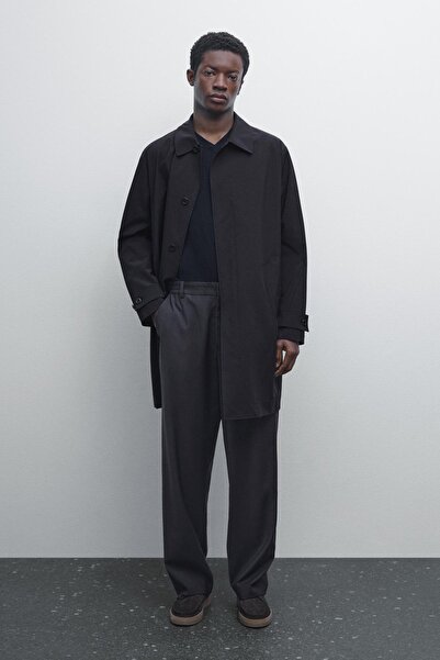 Massimo Dutti Gizli düğmeli hafif trençkot