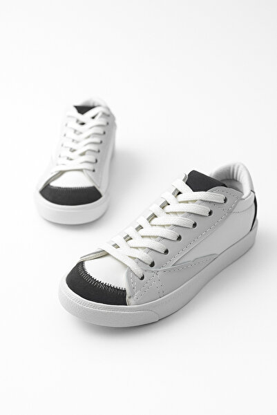 Nstil White Smoked Women's Sneakers - Lace-Up and Serrated Sole, Suede Detailed Walking Sports Shoes 07