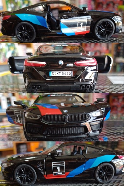 OYUNCAKSAHİLİ Bmw M8 Coupe Diecast Metal Orjinal Modifiyeli Model 1.36 Araba Motorsport Çekbırak Siyah