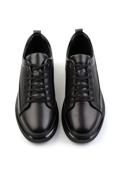 Bambi Black Leather Men's Casual Shoes E01080126303