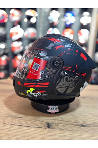 LS2 STREAM 2 ANGRY MONKEY MAT SİYAH-KIRMIZI KASK