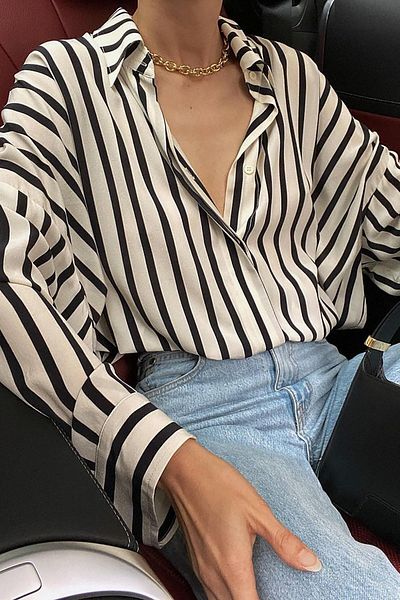 Madmext Mad Girls White Striped Shirt Mg1383
