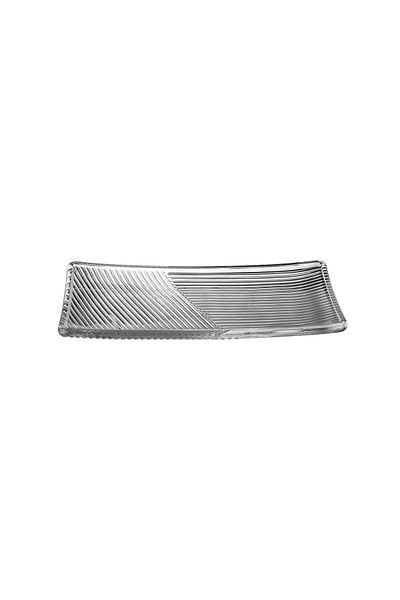 Dania Rectangular clear glass serving plate for pastries, sweets and fruits, size 27*14 cm
