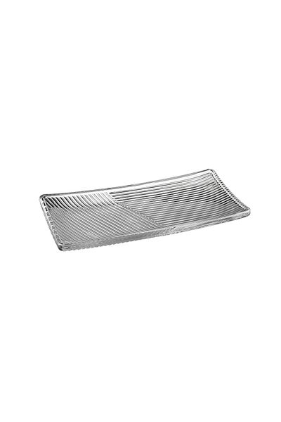 Dania Rectangular clear glass serving plate for pastries, sweets and fruits, size 27*14 cm