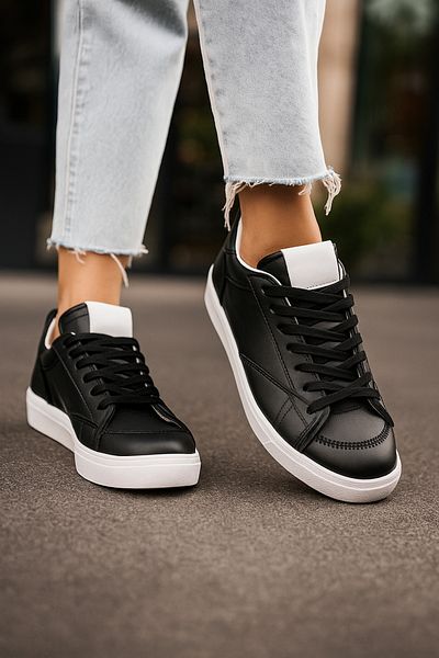 Nstil Casual μαύρο γυναικείο αθλητικό παπούτσι με κορδόνια με οδοντωτή σόλα σουέτ Λεπτομερή αθλητικά παπούτσια περπατήματος 07