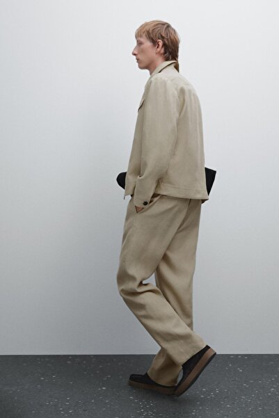 Massimo Dutti Total look %100 keten pantolon