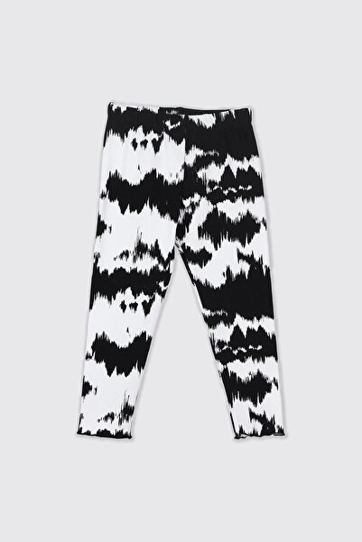 Panço Kız Çocuk Desenli Beyaz Tayt