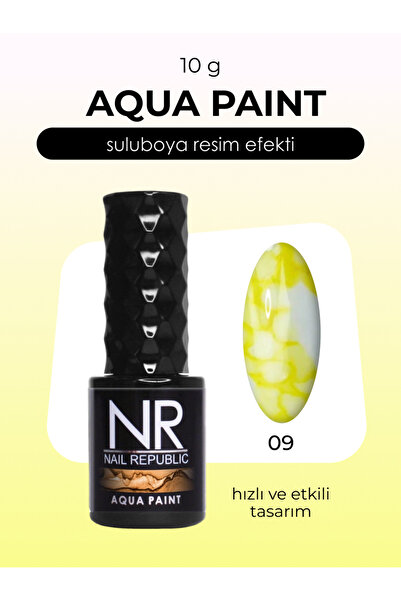Nail Republic Kalıcı Oje AQUA PAINT 09 Sarı – Sanatsal Tırnak Tasarımı Için S...