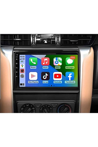 unbranded Android screen for Toyota Fortuner 2016-2022 model (RAM 2 - Memory 32) supports CarPlay and Android Auto.