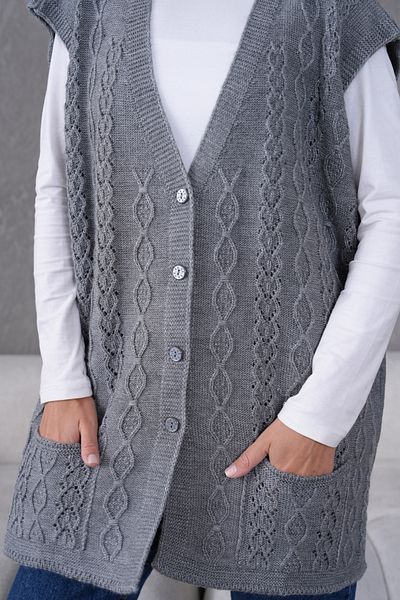 Lamierra Knitwear Large Size Wool Vest