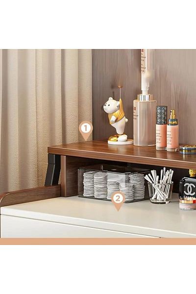 AGD Simple and Modern Bedroom Dressing Table with Mirror and Lighting, Sturdy Metal Legs, Makeup Table