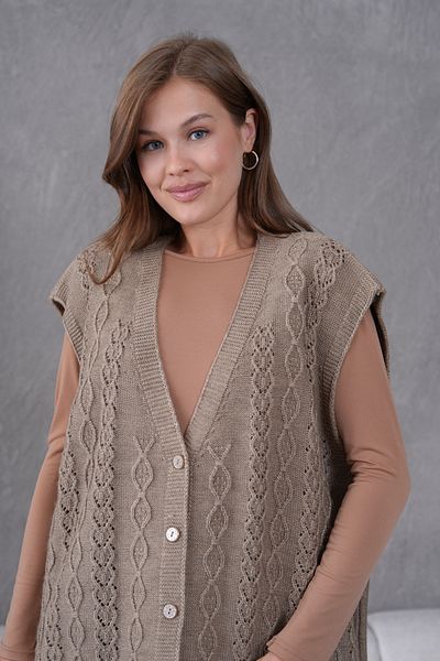 Lamierra Knitwear Wool Vest Super Battal Large Size