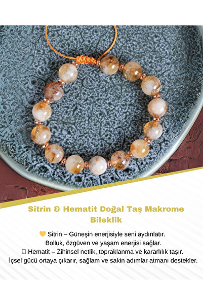 Saff Doğal Taş سوار مكرامية من الأحجار الكريمة الطبيعية من السيترين والهيماتي...