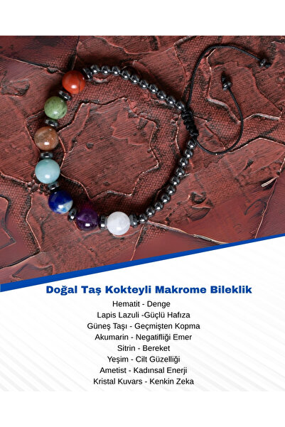 Saff Doğal Taş Certified Natural Stone Cocktail Macrame Bracelet