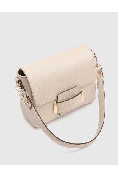 İLVİ Sofie Floter Leather Beige Women's Shoulder Bag