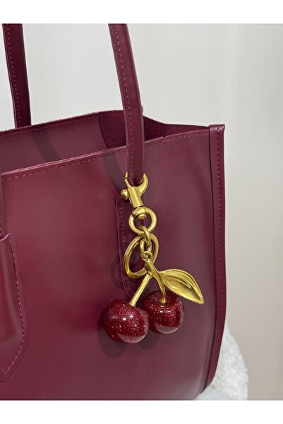 Goldies Bag Dámský třpytivý třešňový zlatý přívěsek / klíčenka na kabelku (kabelka není součástí balení)