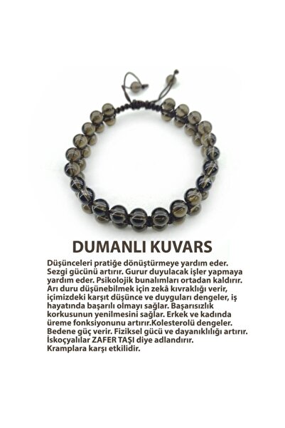OSMANLI DOĞAL TAŞ Sertifikalı Dumanlı Kuvars Makrome Doğal Taş Bileklik