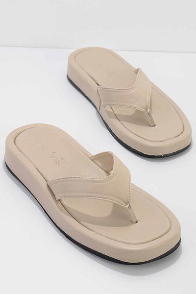 Bambi White Leather Women's Slippers K04507240103