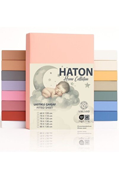 %100 Pamuklu Lastikli Bebek Çarşafı 70x140 Pudra Pembe | OEKO-TEX Sertifikalı, Terletmez, Kaymaz