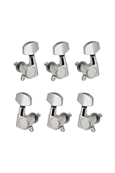 Choice Silver 6pcs Sealed Guitar String Pegs Locking Tuners 3L3R Tuning Pegs ...