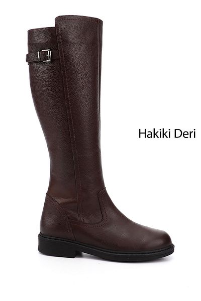 GÖNDERİ(R) Women/Girls Burgundy Floater Zippered Rubber Sole Genuine Leather Boots