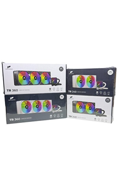 MEGALODON مبرد سائل TR240 ARGB مع مؤشر درجة رقمي لمروحة تبريد المعالج (لون أبيض)