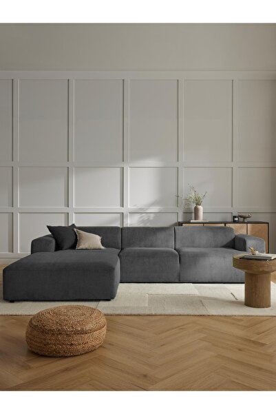 S Home Design Concept Molly Fitilli Antrasit Köşe Koltuk Sol Köşe, 290x190 Cm
