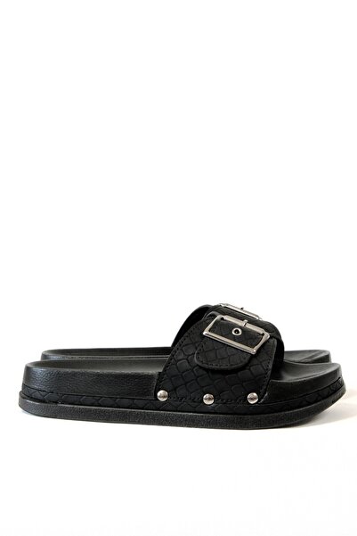 ALTINER Orthopedic Patterned Black Women's Slippers