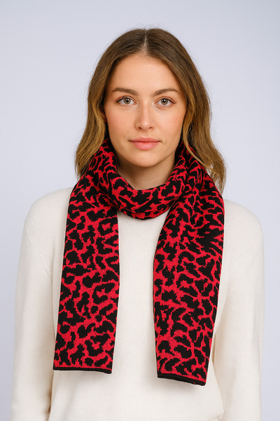 Sebir Moda Leopard Patterned Knitwear Scarf