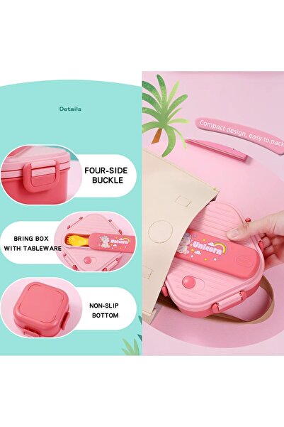 Twisoo Kids Bento Lunch Box, 3 Compartments, Rabbit Design, 800ml