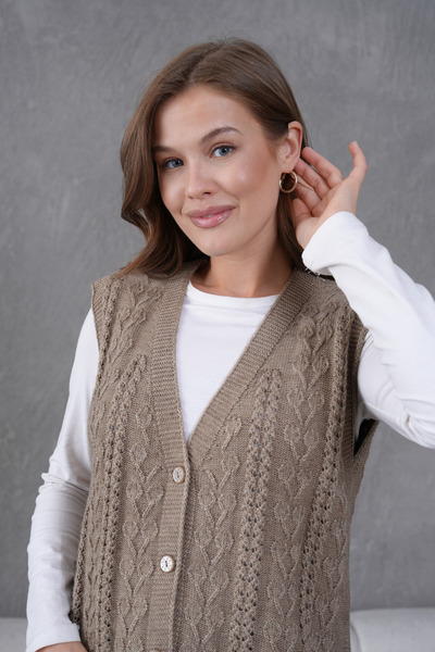 Lamierra Knitwear Openwork Pocket Detailed Wool Vest